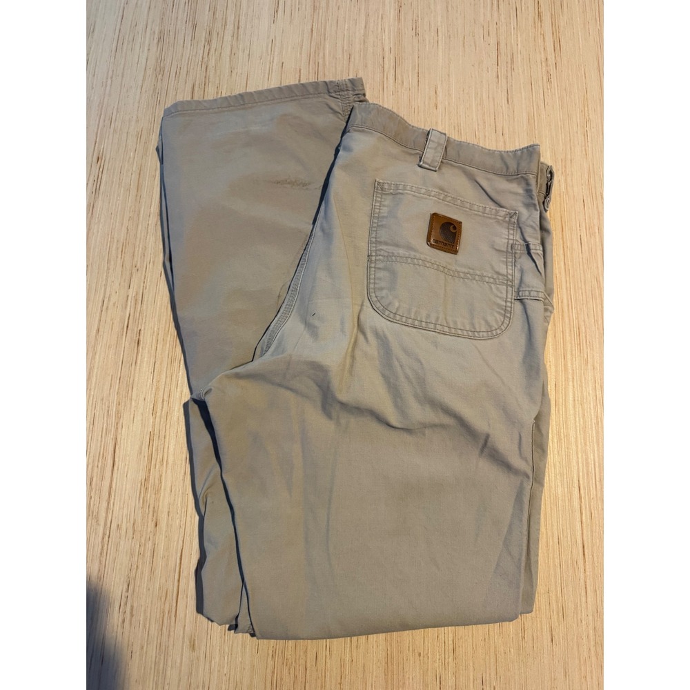 Carhartt Mens Tan Canvas Carpenter‎ Pants 38x34 Workwear Utility Straight Leg